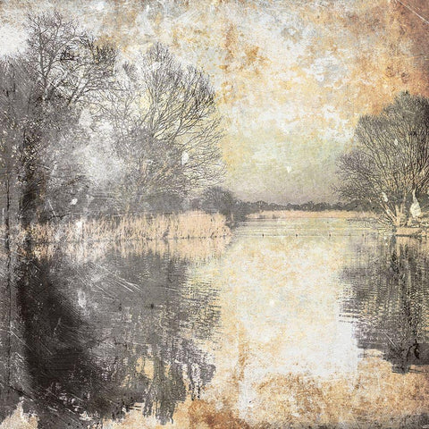 Abstract Landscape White Modern Wood Framed Art Print with Double Matting by Villa, Mlli
