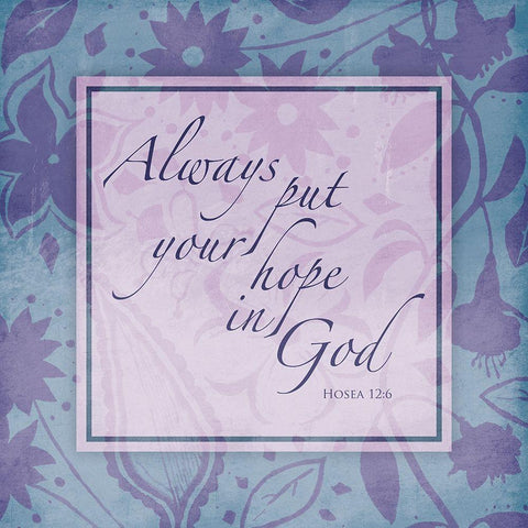 Purple Blue Religious Garden Black Ornate Wood Framed Art Print with Double Matting by Villa, Mlli