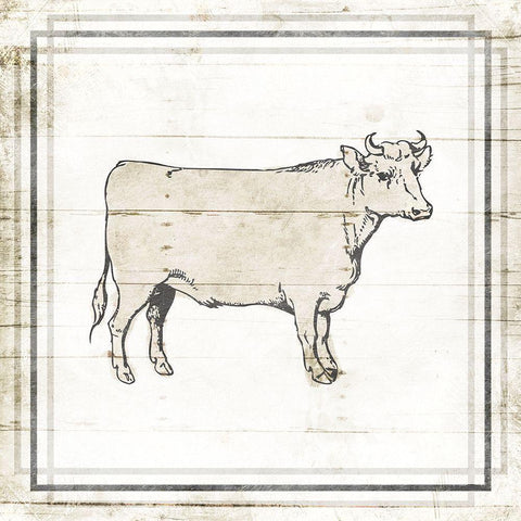 Modern Cow Black Modern Wood Framed Art Print with Double Matting by Villa, Mlli