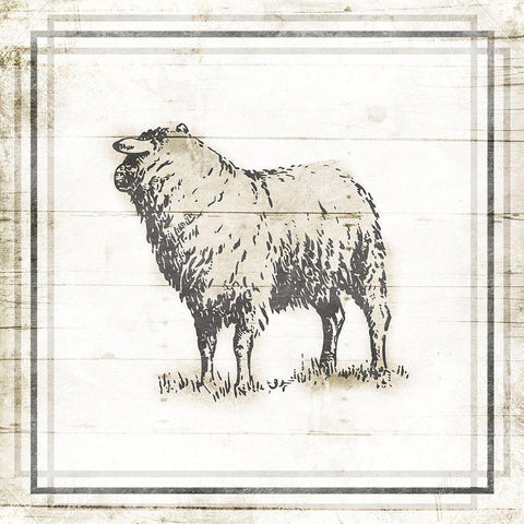 Modern Sheep Black Modern Wood Framed Art Print with Double Matting by Villa, Mlli
