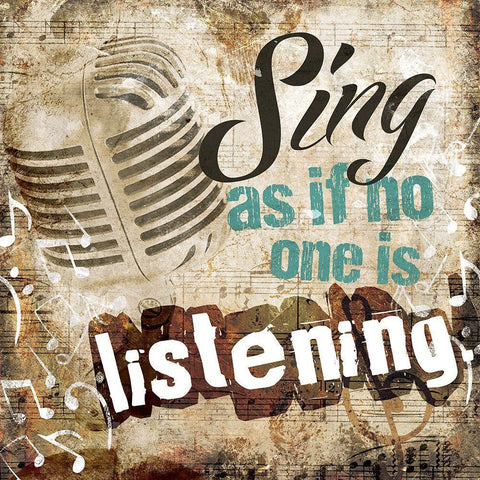 Sing Black Modern Wood Framed Art Print with Double Matting by Villa, Mlli