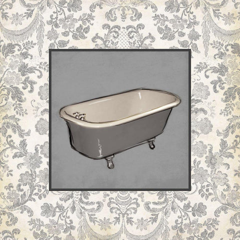 Grey Bath Black Modern Wood Framed Art Print with Double Matting by Villa, Mlli