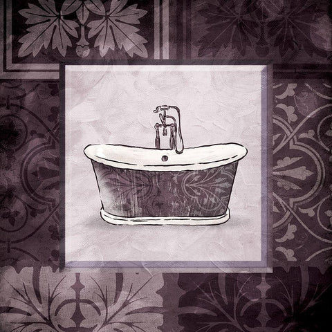Purple Bath Black Ornate Wood Framed Art Print with Double Matting by Villa, Mlli