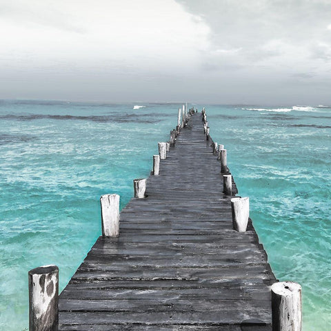 Centered Dock At Sea Black Modern Wood Framed Art Print by Villa, Milli