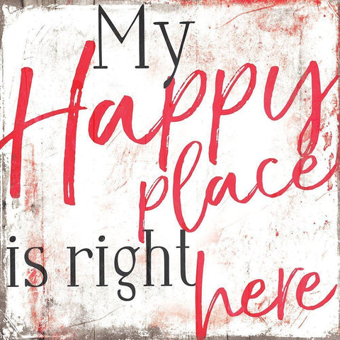 Happy Place White Modern Wood Framed Art Print with Double Matting by Villa, Mlli