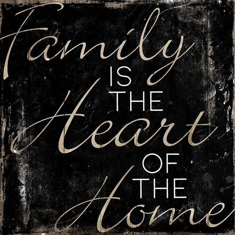 Family Heart Home Black Modern Wood Framed Art Print by Villa, Mlli