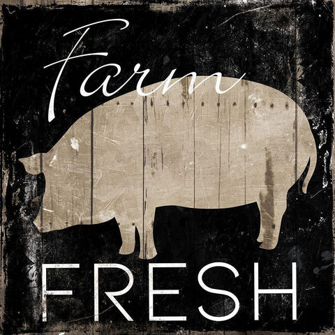 Farm Fresh Pig White Modern Wood Framed Art Print by Villa, Mlli