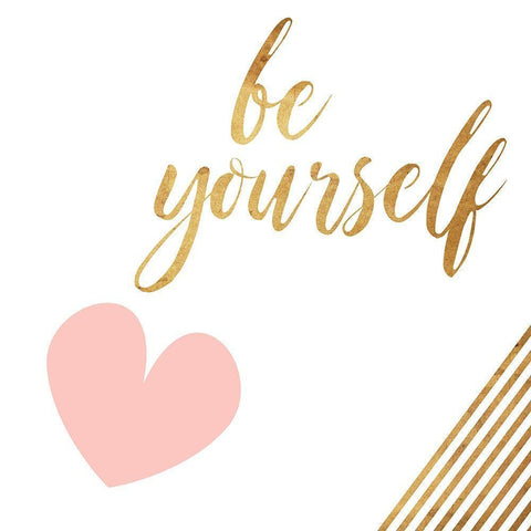 Be Yourself Heart White Modern Wood Framed Art Print by Villa, Mlli