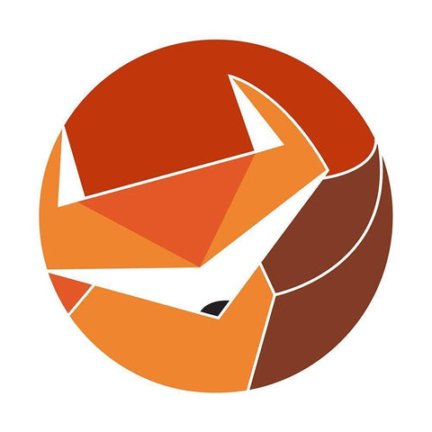 Circular Geo Fox Black Modern Wood Framed Art Print by Villa, Mlli