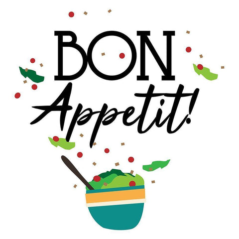Bon Appetit White Modern Wood Framed Art Print with Double Matting by Villa, Mlli