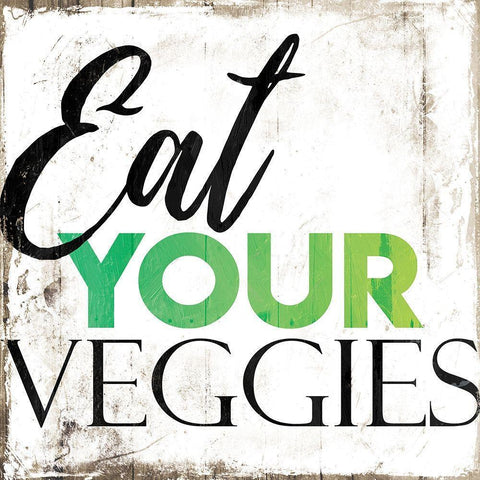 Eat Your Veggies Black Modern Wood Framed Art Print with Double Matting by Villa, Mlli