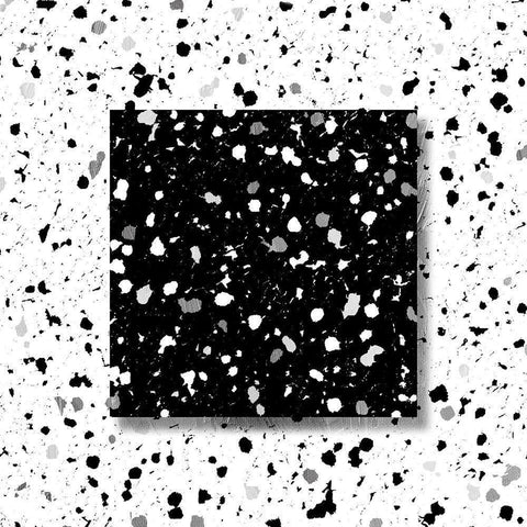 Black White Speckles Black Modern Wood Framed Art Print with Double Matting by Villa, Mlli