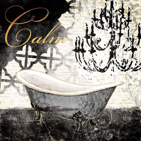 Calm Tub Black Ornate Wood Framed Art Print with Double Matting by Villa, Mlli