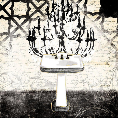Black Cream Sink Black Ornate Wood Framed Art Print with Double Matting by Villa, Mlli