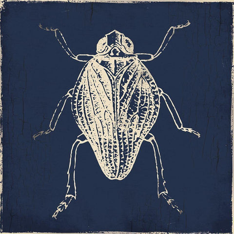 Bug Life Blue One Gold Ornate Wood Framed Art Print with Double Matting by Villa, Milli