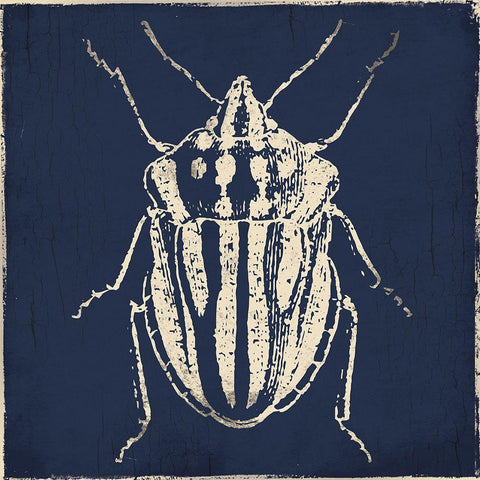 Bug Life Blue Three Gold Ornate Wood Framed Art Print with Double Matting by Villa, Milli