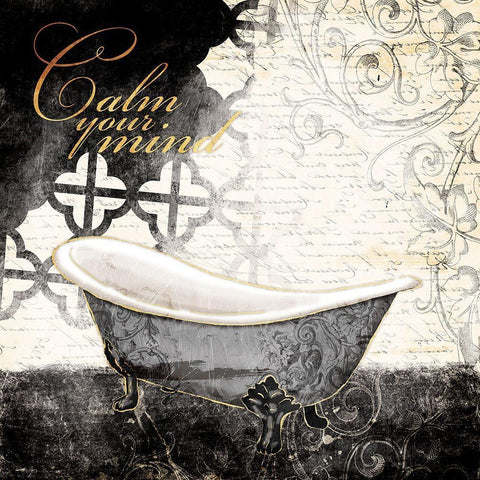 Calm Your Mind Bath White Modern Wood Framed Art Print with Double Matting by Villa, Mlli