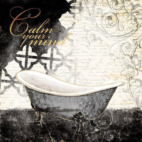 Calm Your Mind Bath White Modern Wood Framed Art Print by Villa, Mlli