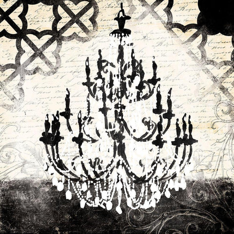 Chandelier Focus Gold Ornate Wood Framed Art Print with Double Matting by Villa, Mlli