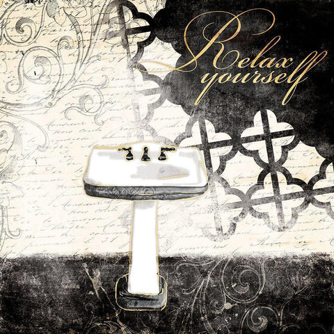 Relax Yourself Sink White Modern Wood Framed Art Print by Villa, Mlli