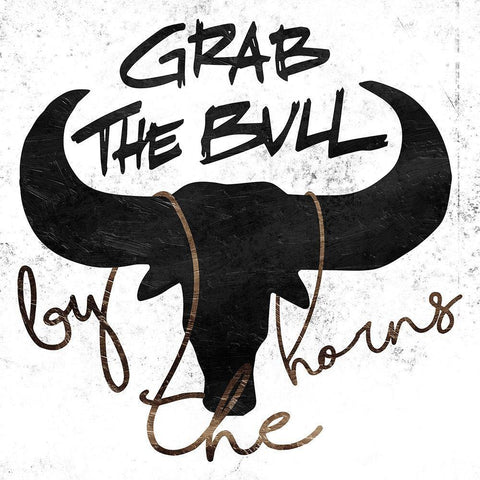 Grab The Bull Black Ornate Wood Framed Art Print with Double Matting by Villa, Mlli
