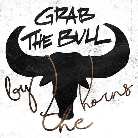 Grab The Bull Black Modern Wood Framed Art Print by Villa, Mlli
