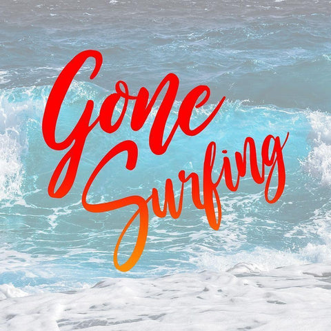 Gone Surfing White Modern Wood Framed Art Print by Villa, Mlli