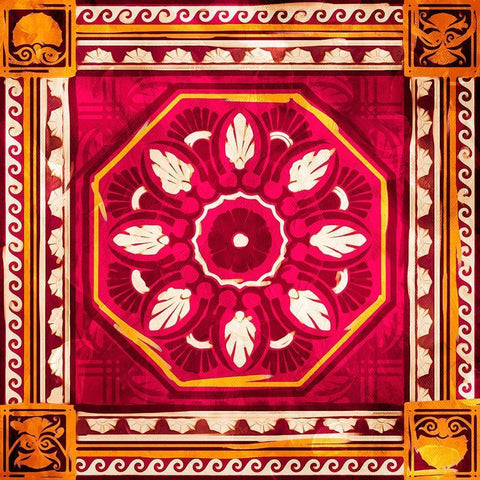 Hot Medallion Mate Black Ornate Wood Framed Art Print with Double Matting by Villa, Mlli