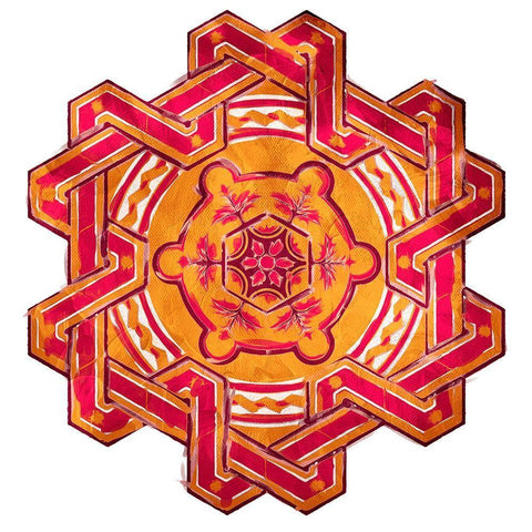 Medallion Plate Mate Reversed White Modern Wood Framed Art Print with Double Matting by Villa, Mlli