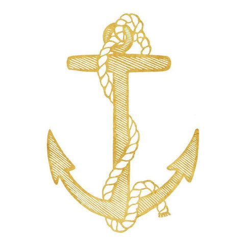 Gold Anchor Black Modern Wood Framed Art Print with Double Matting by Villa, Mlli