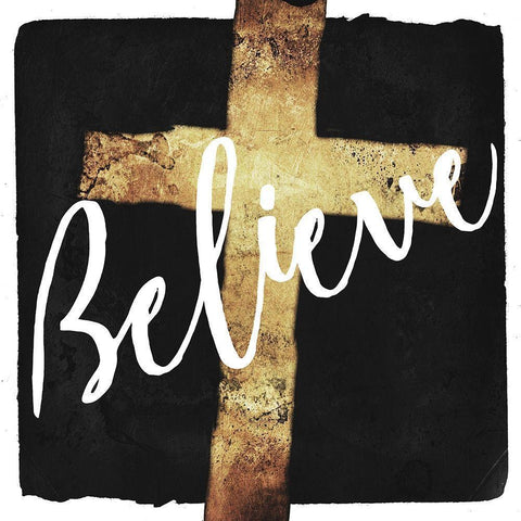 Believe Black Modern Wood Framed Art Print with Double Matting by Villa, Mlli