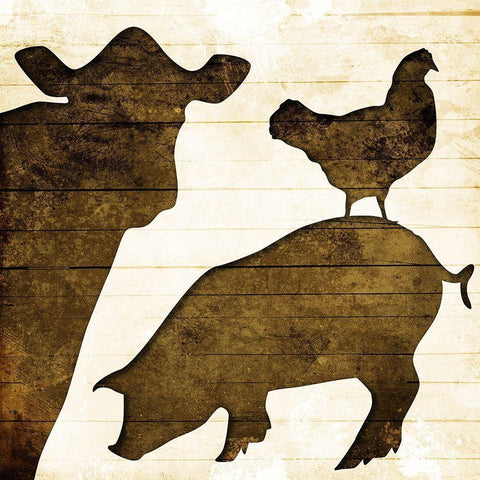 Farm Animals Black Ornate Wood Framed Art Print with Double Matting by Villa, Mlli