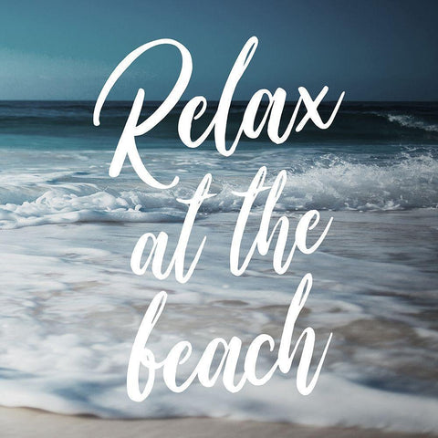 Relax At The Beach Black Modern Wood Framed Art Print by Villa, Mlli