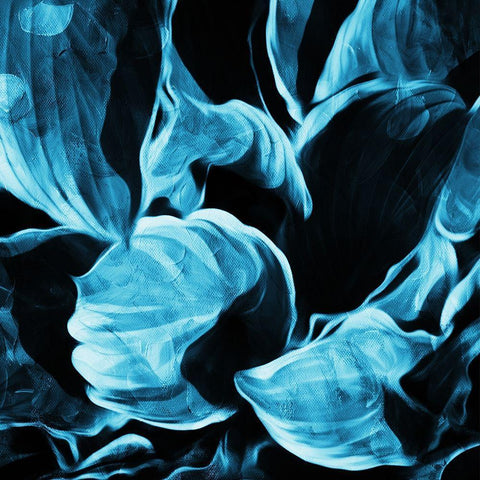 Blue Hue Leaves Two Black Modern Wood Framed Art Print with Double Matting by Villa, Mlli