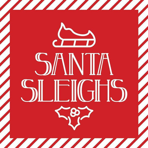Santa Sleighs Black Ornate Wood Framed Art Print with Double Matting by Villa, Mlli