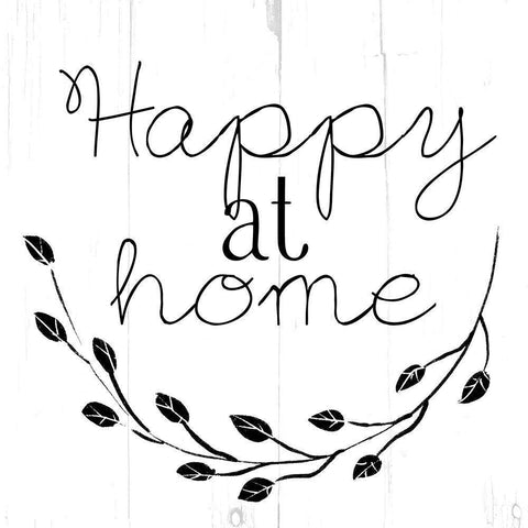 Happy At Home Bw Black Ornate Wood Framed Art Print with Double Matting by Villa, Mlli