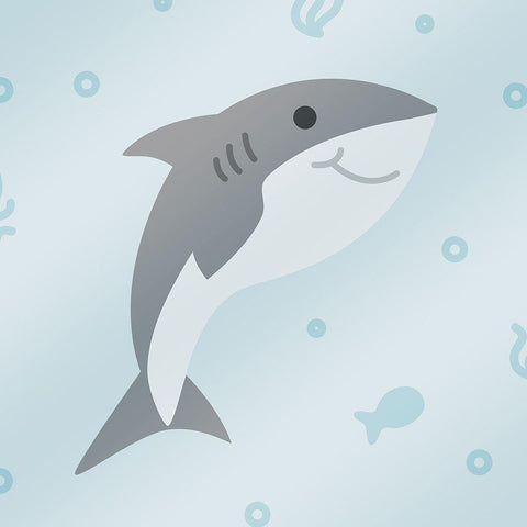 Happy Shark White Modern Wood Framed Art Print by Villa, Mlli