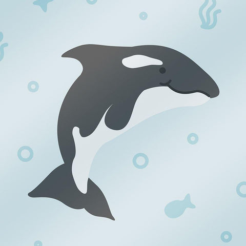 Happy Whale Black Modern Wood Framed Art Print with Double Matting by Villa, Mlli