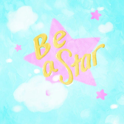 Be A Star Black Modern Wood Framed Art Print by Villa, Mlli