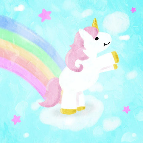 Unicorn White Modern Wood Framed Art Print by Villa, Mlli