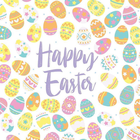 Happy Easter Eggs White Modern Wood Framed Art Print by Villa, Mlli