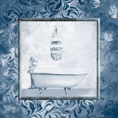 Calm Vintage Bath Black Ornate Wood Framed Art Print with Double Matting by Villa, Mlli