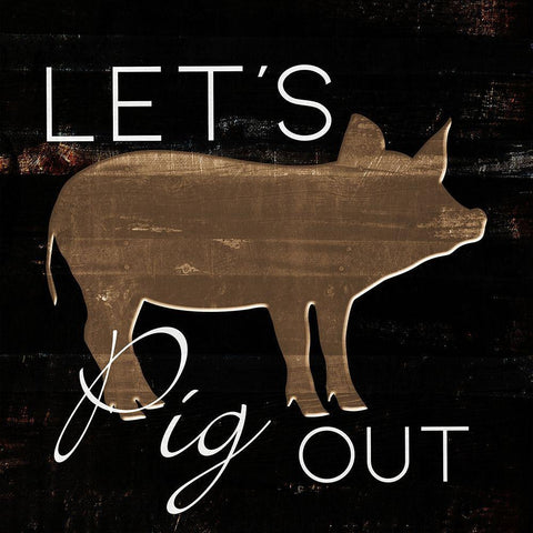 Lets Pig Out Black Ornate Wood Framed Art Print with Double Matting by Villa, Mlli