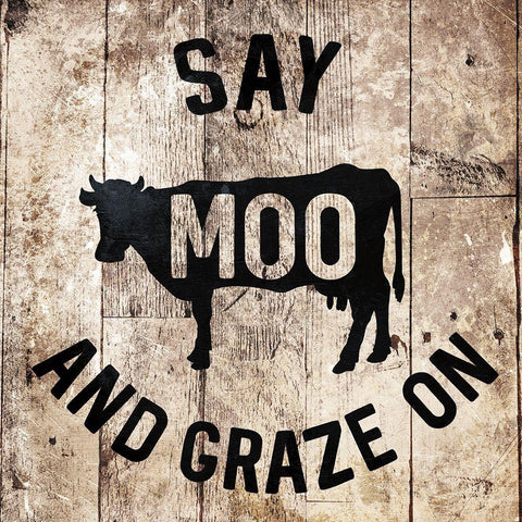 Say Moo Black Ornate Wood Framed Art Print with Double Matting by Villa, Milli