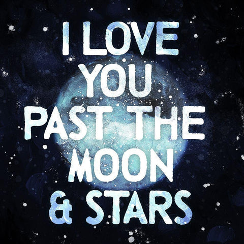 Moon And Stars Black Modern Wood Framed Art Print by Villa, Mlli