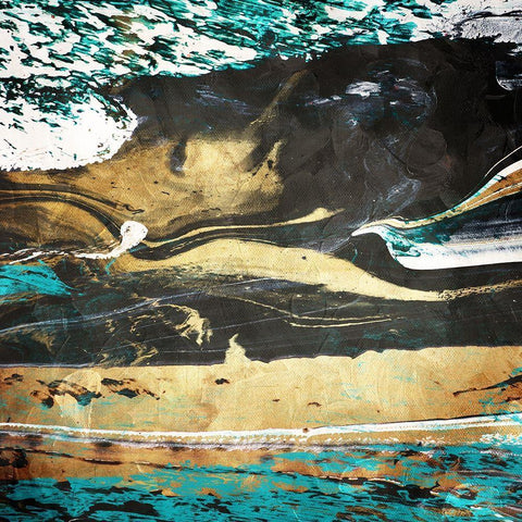 Teal Desert Black Ornate Wood Framed Art Print with Double Matting by Villa, Mlli