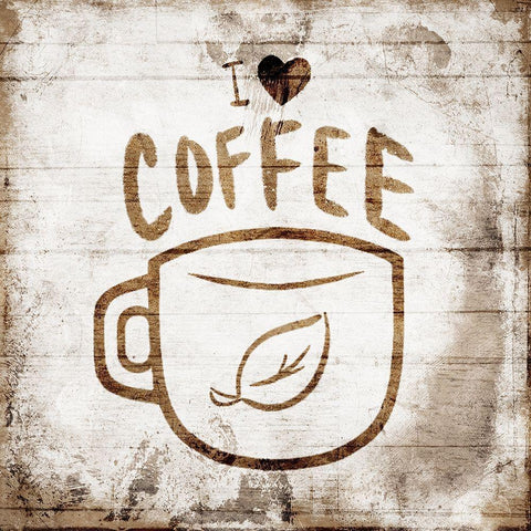 I Love Cofffee Black Ornate Wood Framed Art Print with Double Matting by Villa, Mlli