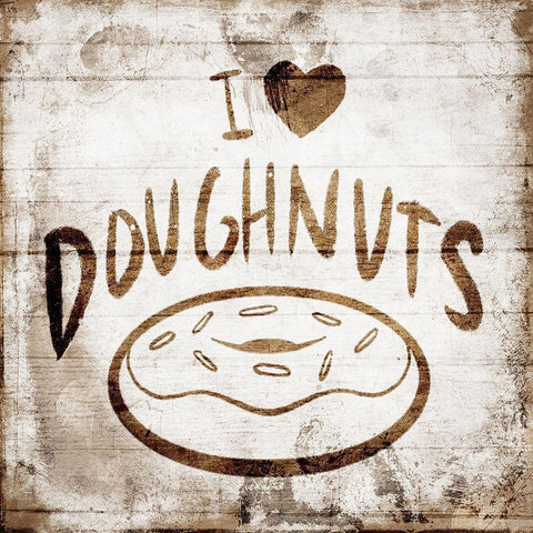 I Love Doughnuts Black Modern Wood Framed Art Print by Villa, Mlli
