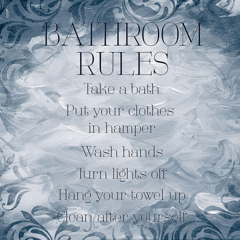 Patterned Bath Rules White Modern Wood Framed Art Print with Double Matting by Villa, Mlli