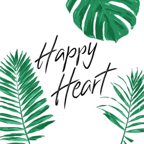 Happy Heart Clean Black Modern Wood Framed Art Print by Villa, Mlli